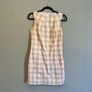 mini check plaid grey and yellow dress